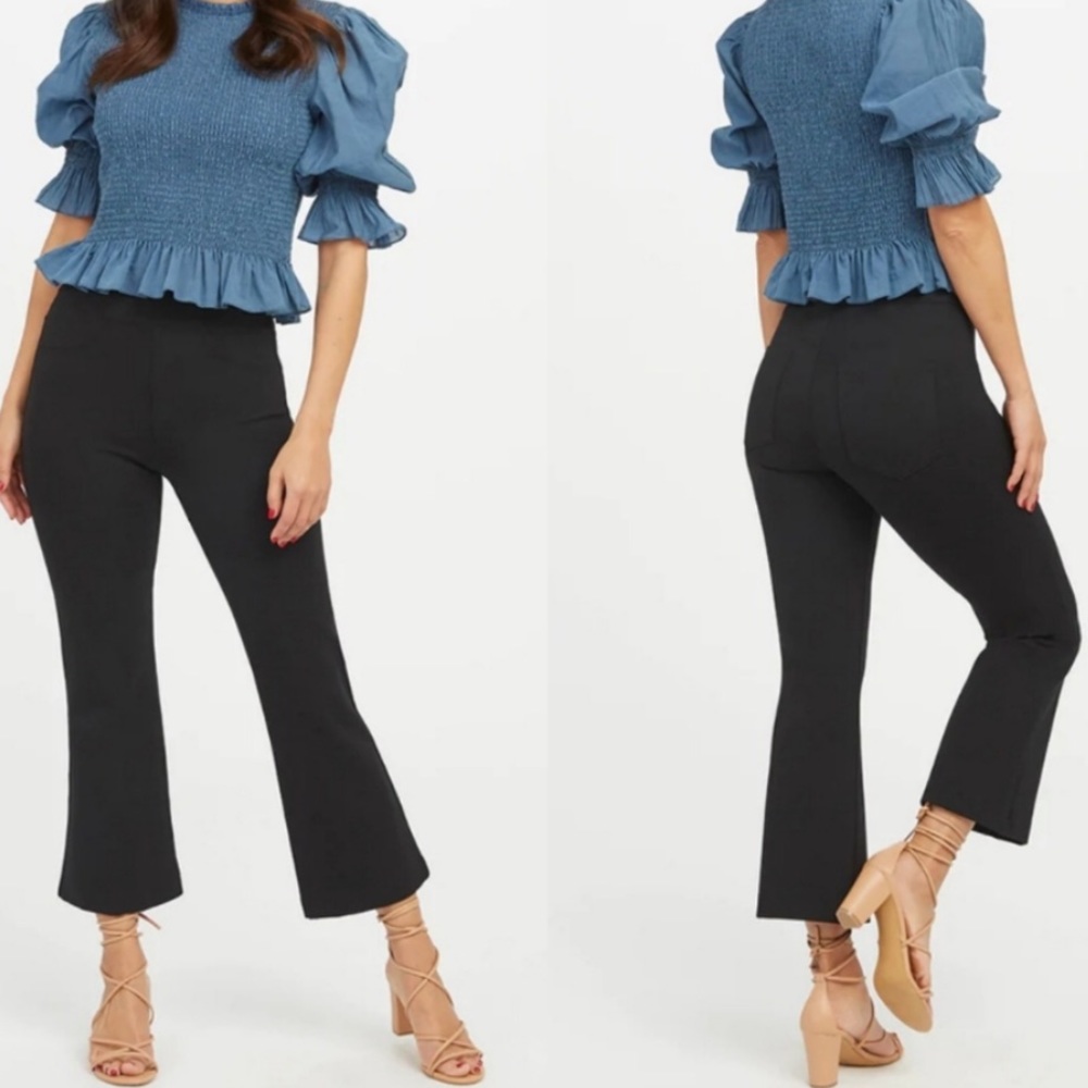 SPANX Perfect Crop Flare Pants Black Size Small